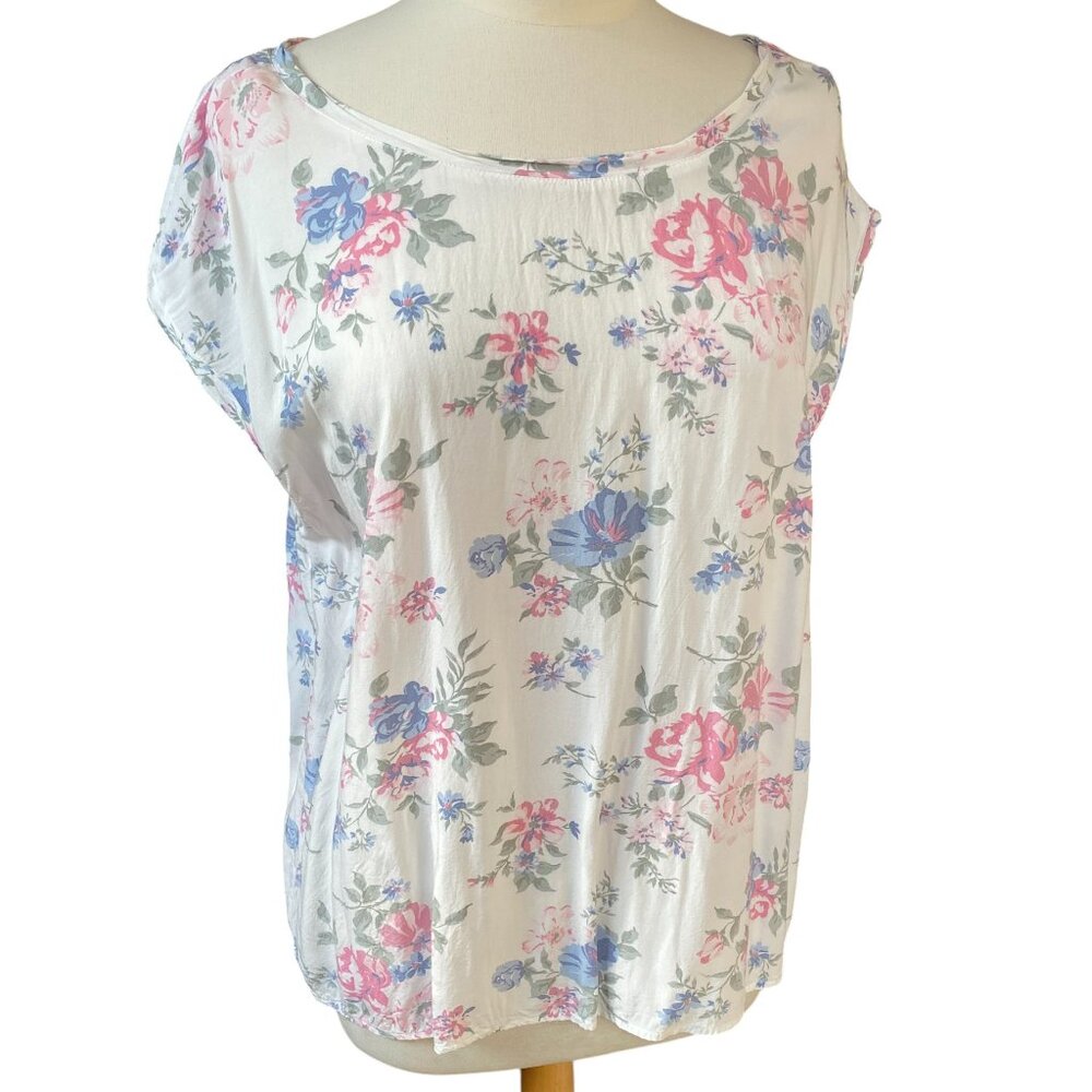 Abercrombie & Fitch Floral Button Back Top Cottage Romantic Countryside Boho-XL